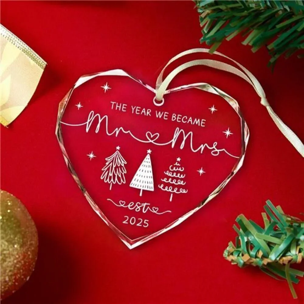 2025 Mr & Mrs Christmas Ornament – Heart-Shaped First Christmas Keepsake